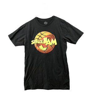 Space Jam Graphic T Shirt Size M Black Short Sleeve Vintage Logo Crewneck